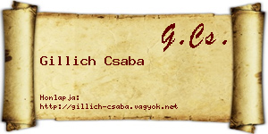 Gillich Csaba névjegykártya